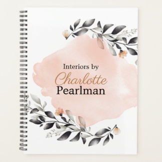 Chic Modern Grey and Peach Floral Planner