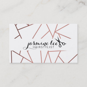 chic modern hair stylist geometric gold business card