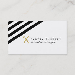 chic modern hair stylist hairstylist stripes business card