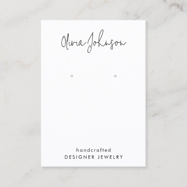Chic Modern Hand Lettered Jewellery Earring Displa Business Card (Front)