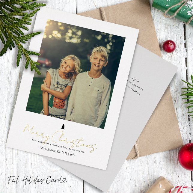 Chic Modern Hand Lettering Single Photo Foil Holiday Card (Chic Modern Hand Lettering Single Photo Foil Holiday Card)