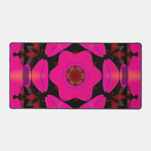 Chic Modern Hot Pink Black Floral Geometric  Desk Mat