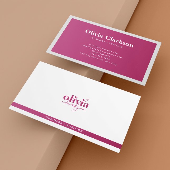 Chic Modern Hot Pink Handwritten Stylish Script  Business Card (Creator Uploaded)