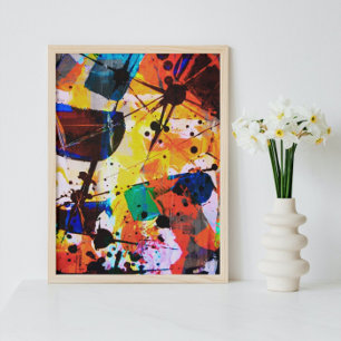 Chic Modern Irregular Shapes Colourful Abstract Ar Poster
