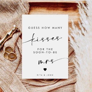 Chic Modern Kisses for Mrs Bridal Shower Game Sign