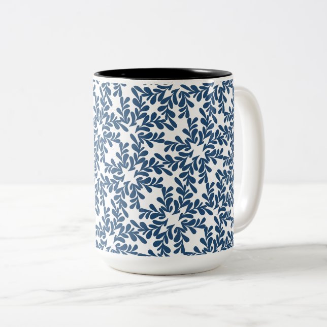 Chic Modern Leaves Two-Tone Coffee Mug (Front Right)