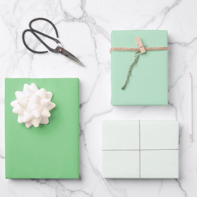 Chic Modern Light Green Simple Solid Shades Wrapping Paper Sheet (Front)