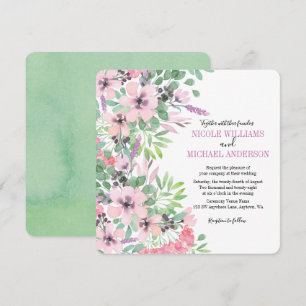 Chic modern Lilac watercolor peony Foliage WEDDING Invitation