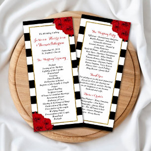 Chic Modern Luxe Red Roses Wedding Program Rack Card