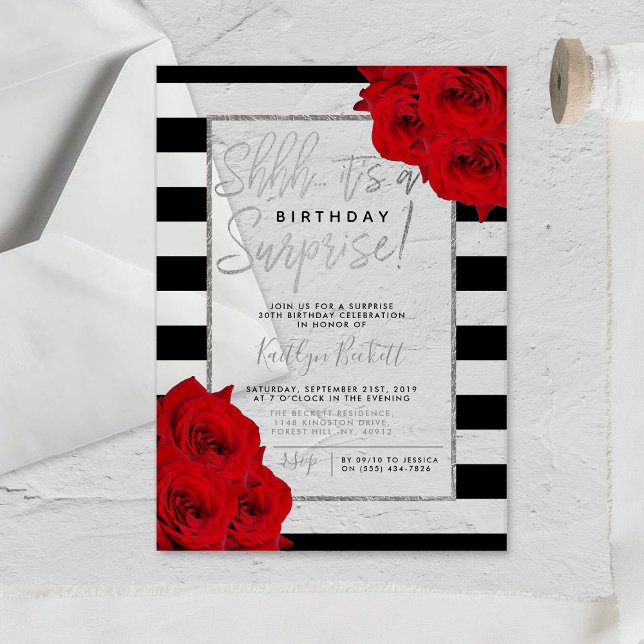 Chic Modern Luxe Shhh... Surprise Birthday Party Acrylic Invitations (Creator Uploaded)
