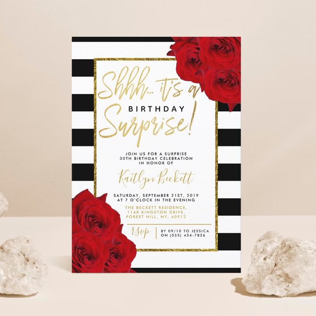 Chic Modern Luxe Shhh... Surprise Birthday Party Invitation (Creator Uploaded)