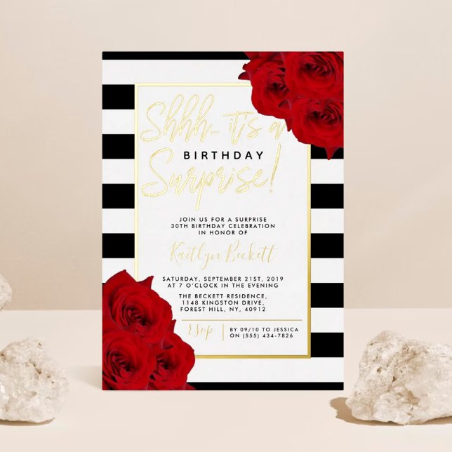 Chic Modern Luxe Shhh... Surprise Birthday Real (Creator Uploaded)