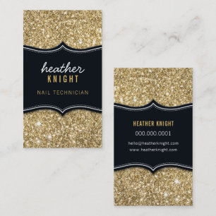 CHIC modern luxury glam glitter black gold Business Card