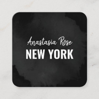 Chic Modern Luxury Plain Black Simple Minimalist Square Business Card