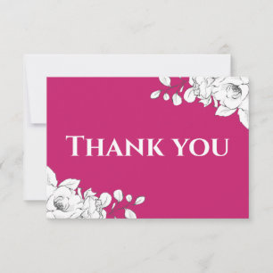 Chic Modern Magenta White Floral Thank You Card