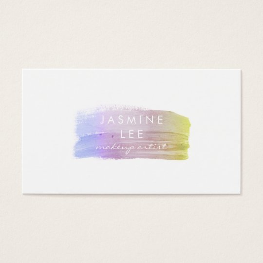 chic modern makeup artist watercolor blue elegant business card