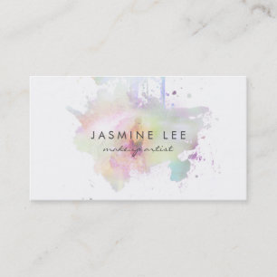 chic modern makeup artist watercolor purple grunge business card