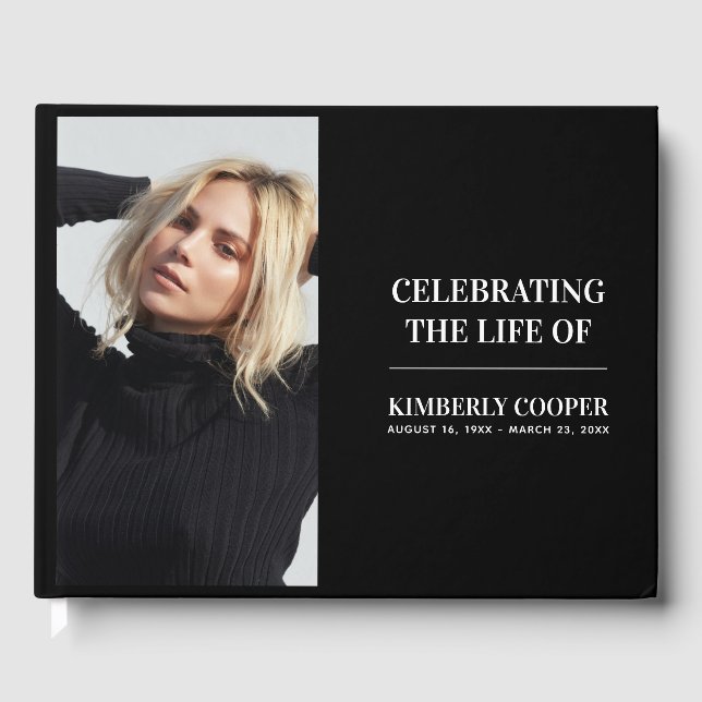 Chic Modern Memorial Photo | Keepsake Guest Book (Front)