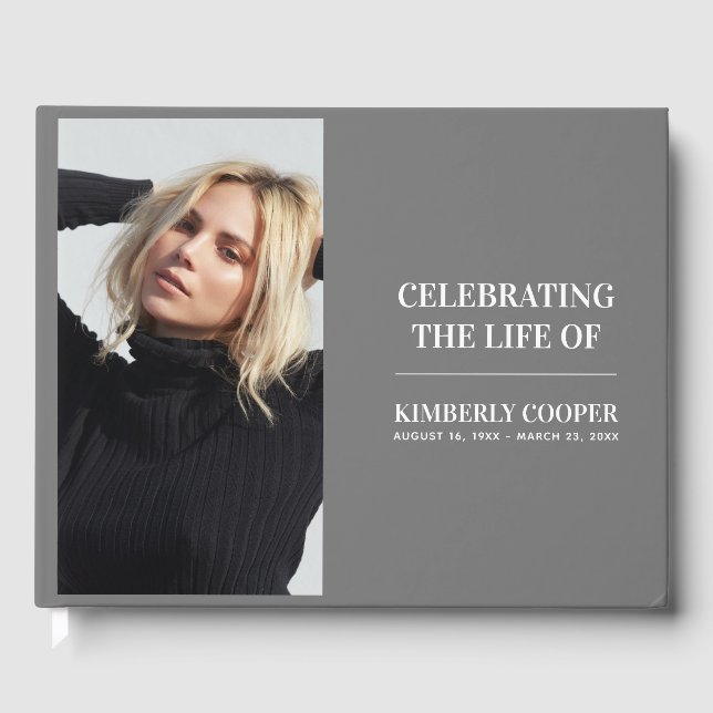 Chic Modern Memorial Photo | Keepsake Guest Book (Front)