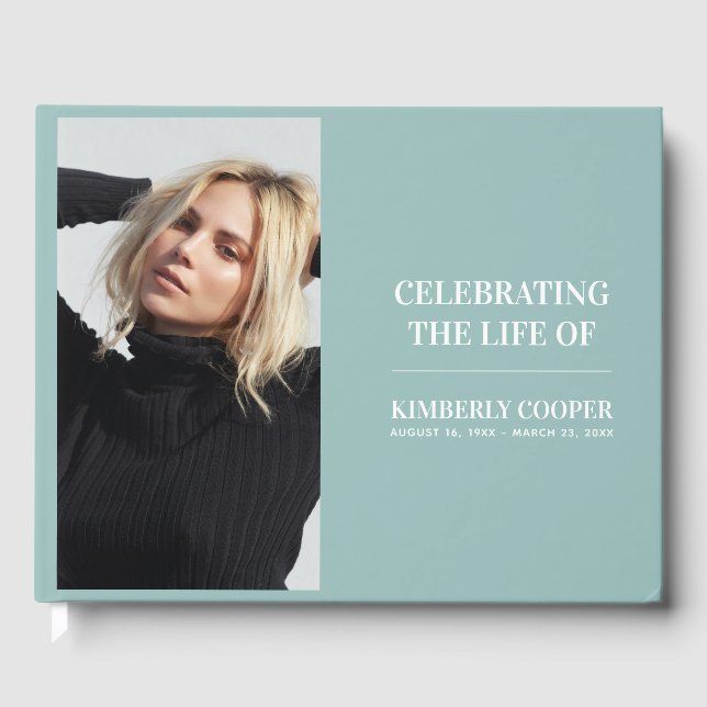 Chic Modern Memorial Photo | Keepsake Guest Book (Front)