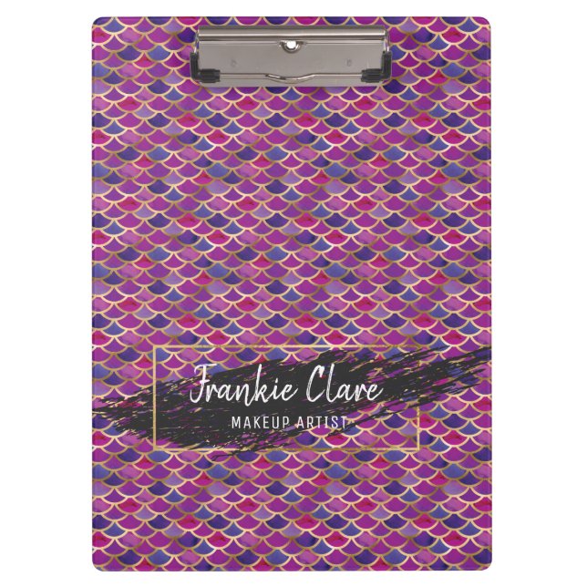 Chic Modern Mermaid Scale Abstract Pattern Clipboard (Front)