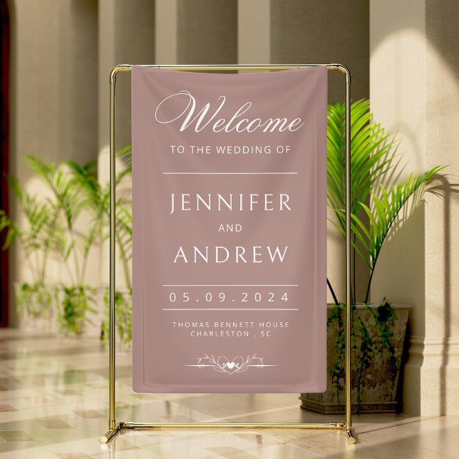 Chic, Modern, Minimal Dusty Rose Wedding Welcome Banner (Creator Uploaded)