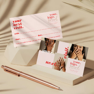 Chic Modern Minimal Logo Nail Salon Photo Collage Appointment Card