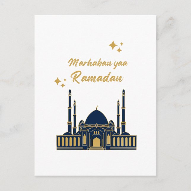 Chic Modern Minimal Ramadan Greeting Postcard (Front)