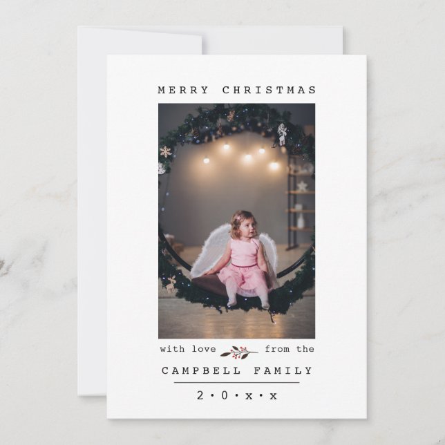 Chic | Modern & Minimalist Christmas Custom Photo  Holiday Card (Front)