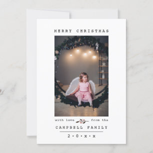 Chic   Modern & Minimalist Christmas Custom Photo  Holiday Card