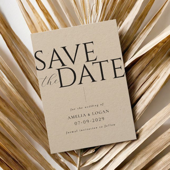 Chic Modern Minimalist Kraft Wedding Save The Date (Creator Uploaded)