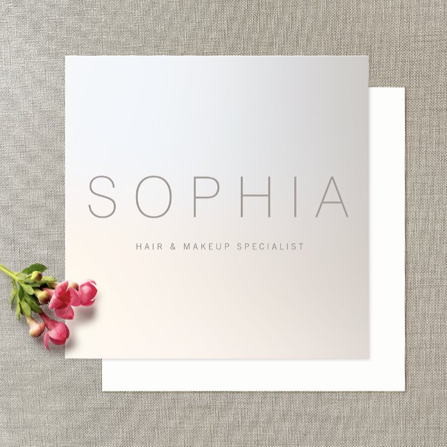 Chic Modern Minimalist Luminous Silver Square Square Business Card (Creator Uploaded)