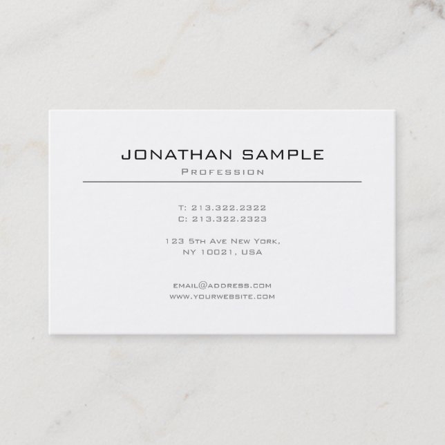Chic Modern Minimalist Plain Professional Design Business Card (Front)