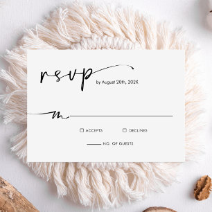 Chic Modern Minimalist Script Wedding RSVP Card