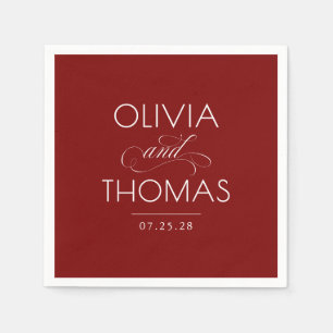 Chic Modern Minimalist Typography Red Wedding Napkin