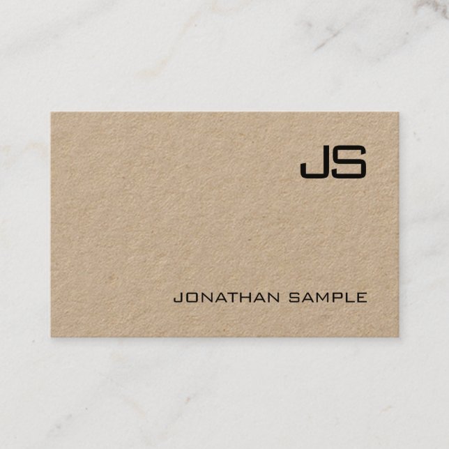 Chic Modern Monogrammed Kraft Paper Template Business Card (Front)