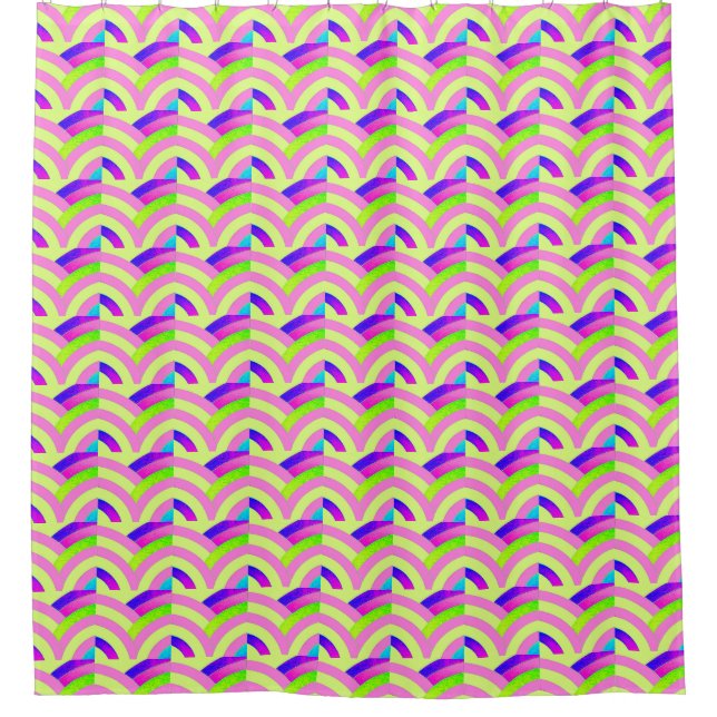 chic modern multi-colour chevrons pattern shower curtain (Front)