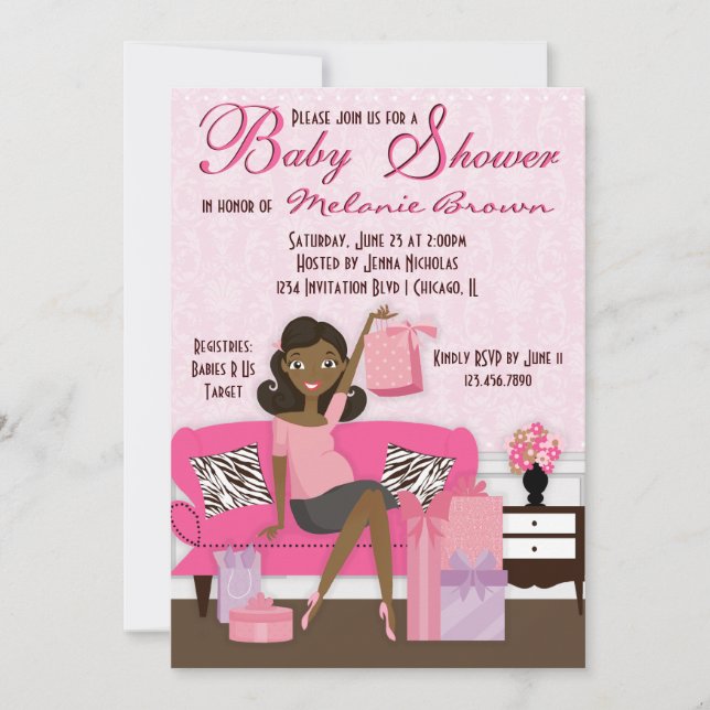 Chic Modern Mum with Gifts Baby Shower Invite (Front)