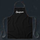 Chic Modern Name script Custom Apron<br><div class="desc">Introducing the Chic Modern Name Script Custom Apron, a stylish and personalised accessory for cooking enthusiasts, culinary friends, gardeners, and artists. This apron offers a sleek and minimalist design, featuring a black and white colour scheme and a chic script font typeface. Make this apron truly unique by customising it with...</div>