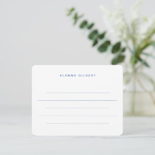 Chic Modern Navy Blue Asymmetrical Lined Flat Card