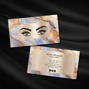 Chic Modern Opal Gold Makeup Artist Beauty Salon Business Card
