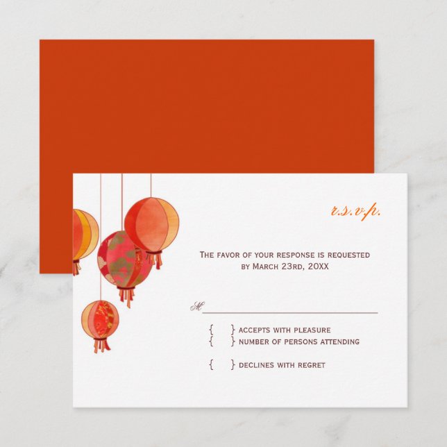 Chic Modern Paper Lanterns Wedding RSVP (Front/Back)