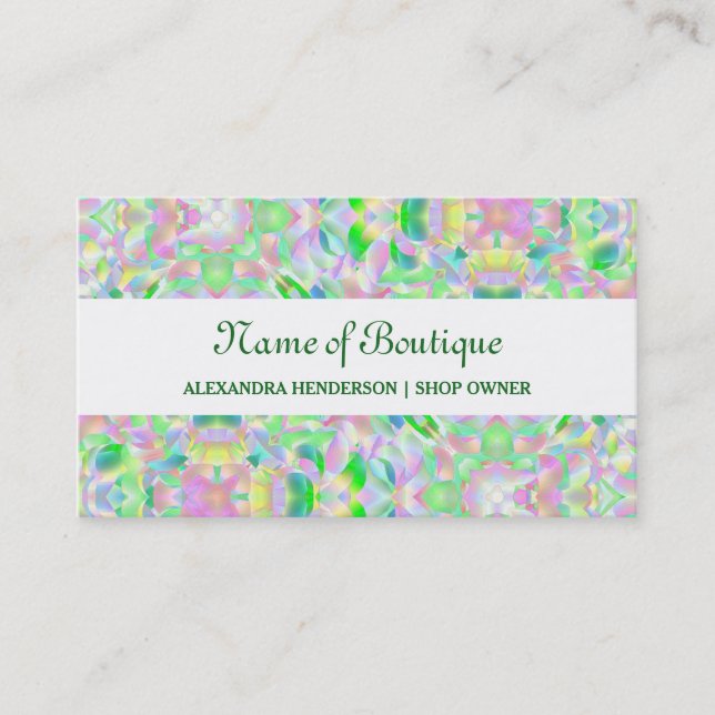 Chic Modern Pastel Abstract Floral Boutique Business Card (Front)