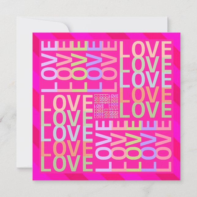 Chic Modern Pastel Coloured "LOVE" Typography Art Card (Front)