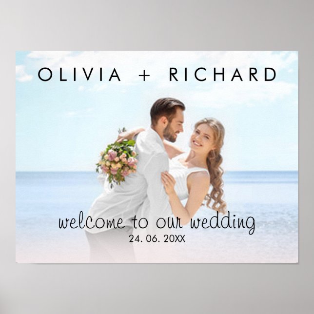 Chic Modern Personalized Photo Wedding Welcome Poster (Front)