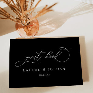Chic Modern Photo Black & White Wedding Guest Book