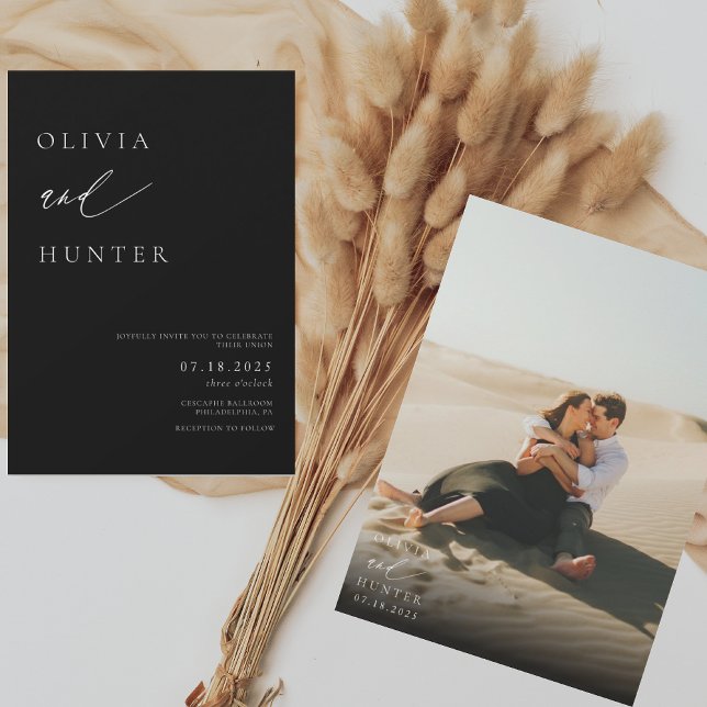 Chic Modern Photo Black & White Wedding Invitation (Creator Uploaded)