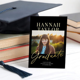 Chic Modern Photo Foil Graduation Announcement