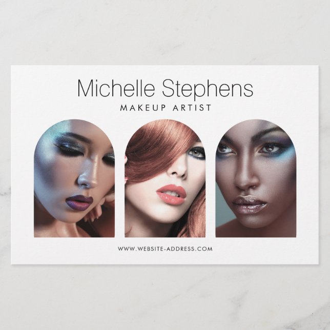 Chic Modern Photo Trio Makeup Artist Flyer (Front)