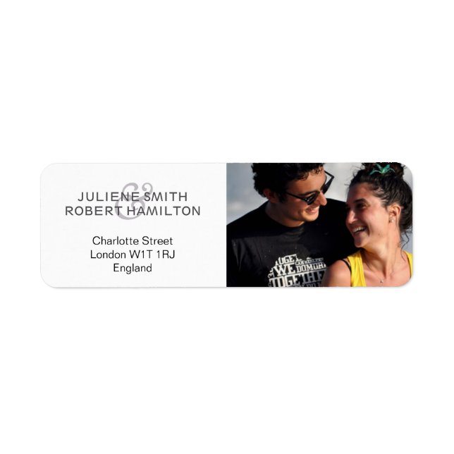 Chic Modern Photo Wedding Return Address Labels (Front)